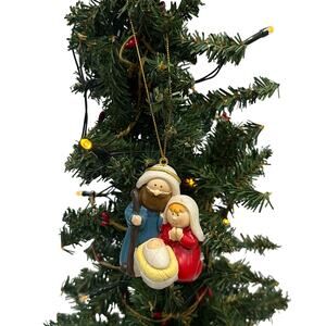 Hand Painted Resin Holy Family Nativity Scene 2.5" Christmas Ornament